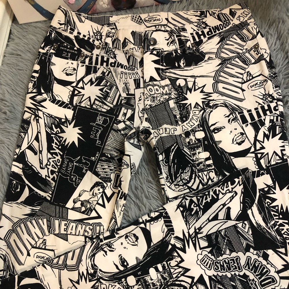 DKNY Vintage Y2K Cartoon Comic Book Strip low rise pants Size 7